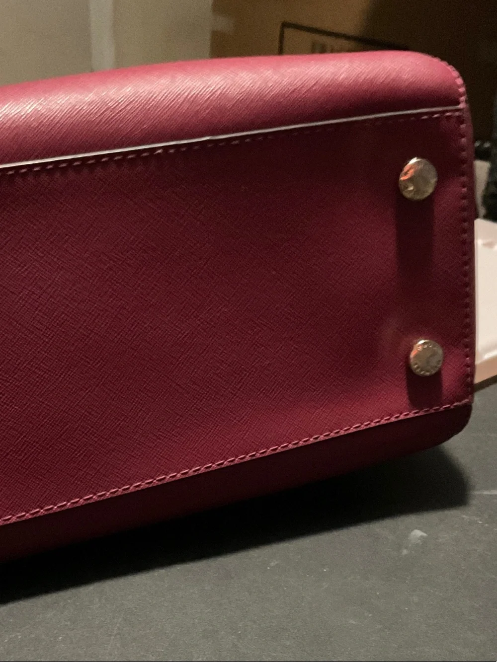 Michael Kors Maroon Saffiano Leather Satchel